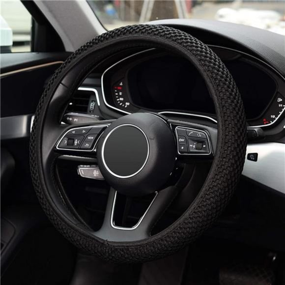 Elastic Stretch Steering Wheel Cover,Warm in Winter and Cool in Summer, Black - Picture 3 of 4